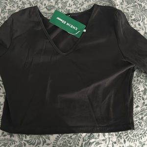 SHEIN gray long sleeve crop top